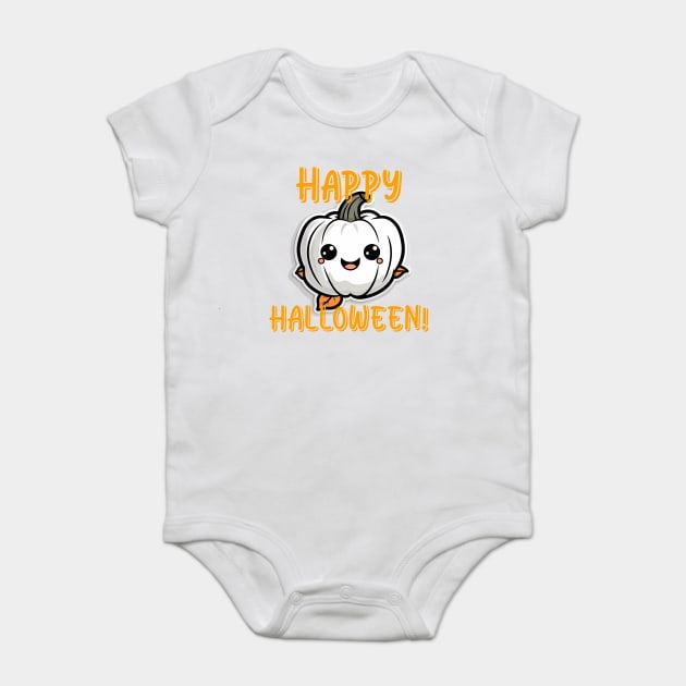 Happy Halloween Smiling Pumpkin Baby Bodysuit by WarFX Designs